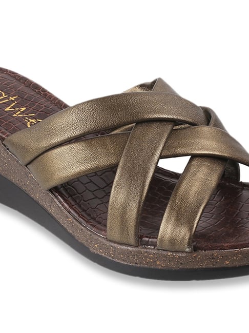 Catwalk Women's Metallic Cross Strap Wedges
