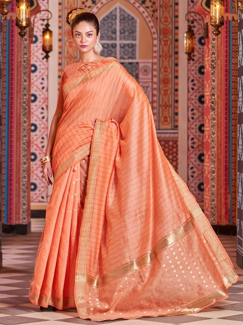 Lime Yellow & Peach Checks Cotton Saree in Valsad at best price by Haya  Fabric - Justdial