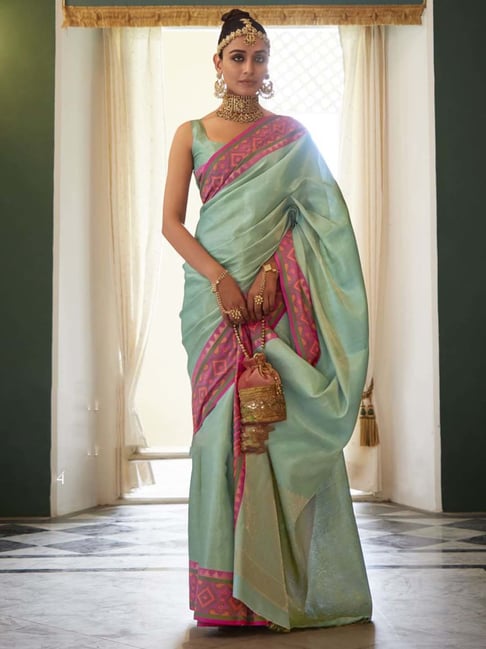 SS23 - Mint Green Saree with HandcraftedP Belt