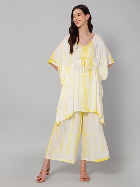 Buy Blue and Yellow Tie Dye Kaftan Nighty for Women Online at Secret Wish |  518888
