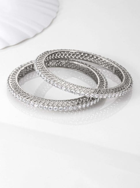 Zavya 92.5 Sterling Silver Eternity Bangle for Women - Set of 2-picture-12
