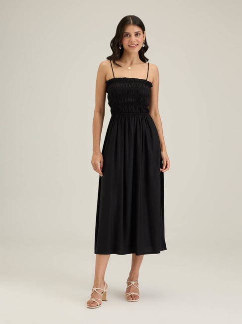 Foundation Long Sleeve Square Neck Dress - Black | Universal Standard