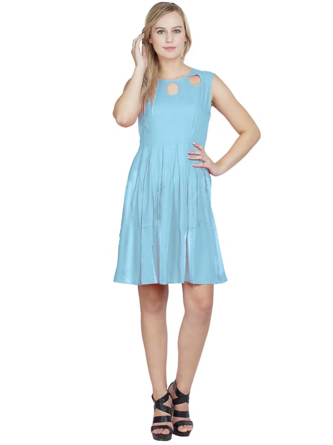 slim fit dress slacks Mae Love Circle Dress in Light Blue – Draper James main image 1