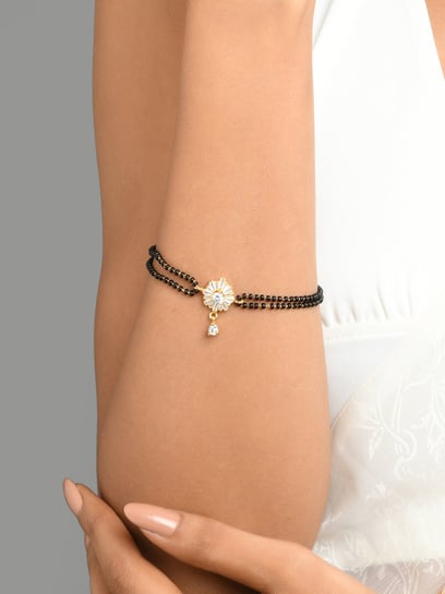 Gold Plated American Diamond Ball Adjustable Mangalsutra Bracelet – Digital  Dress Room