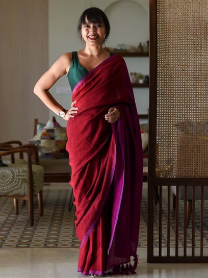 Maroon Colour Soft Silk Saree With Matching Blouse – Sareewave