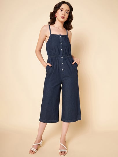 Women's Sleeveless Lace Up Denim Jumpsuit - GOODIES COLLECTIONS BY J&F