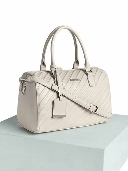 Buy Forever Glam by Pantaloons Off White Textured Medium Satchel