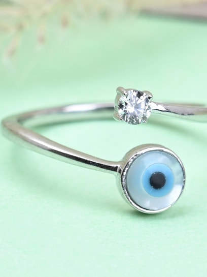 Buy FUNYCHENEvil Eye Ring for Women Sterling Silver Turkish Evil Eye Ring  Bands Dainty Evil Eye Rings for Girls Lucky Jewelry Heart Ring Valentine's  Day Gift CZs Statement Ring US Size 5-10