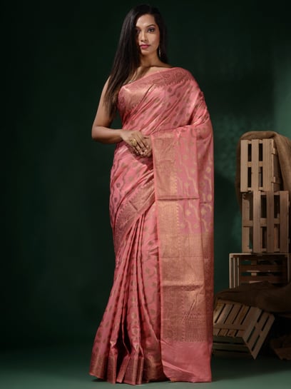 Buy Onion Pink Silk Saree Online – Vasansi Jaipur