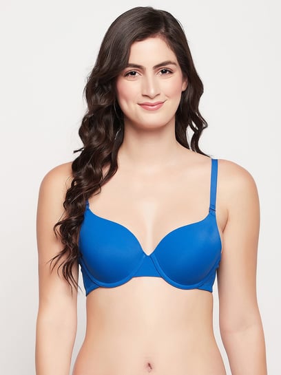 Buy CLOVIA Blue Padded Underwired Demi Cup Bra in Baby Blue