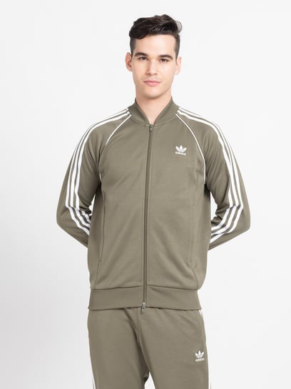 Army green hotsell adidas track jacket