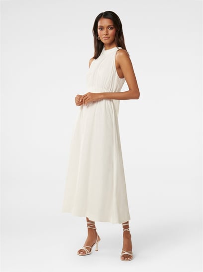 ASOS EDITION pleat waist midi dress in white | ASOS