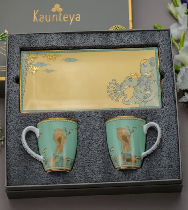 Buy Kaunteya Gift Set - Airavata Cookie Plate and 2 Green Coffee