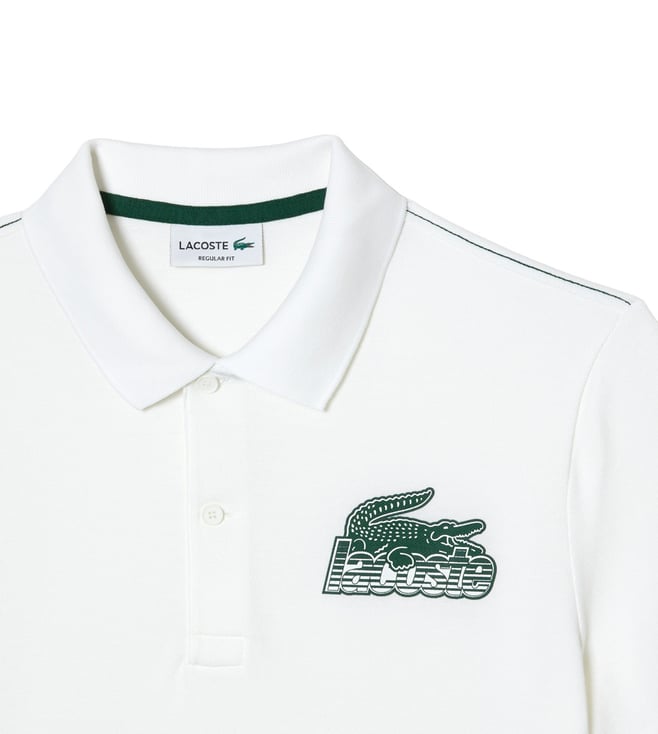 Buy Lacoste White Logo Regular Fit Pique Polo TShirt for Men Online Tata CLiQ Luxury