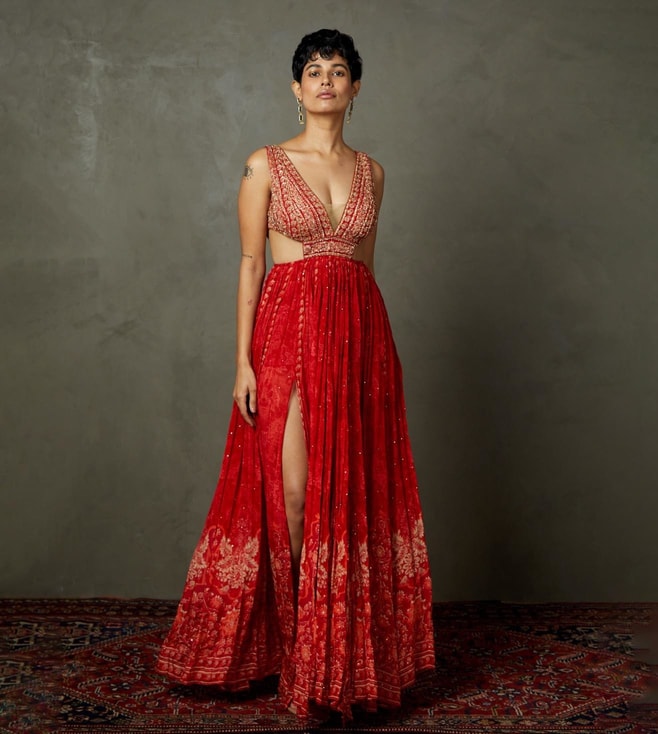 Rent NICOLA FINETTI Marisol Red Lace Gown Dress  TheOnlyDress