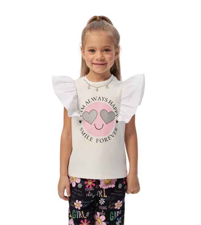 Choupette Kids Ecru Indie Printed Regular Fit T-Shirt