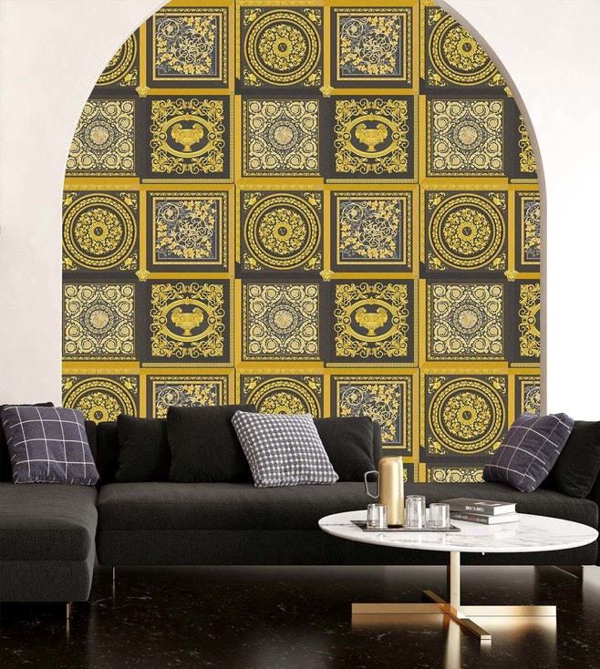 Versace 5 Medusa Head Wallpaper Blue 386111  Transform Your Space with  Stunning Wallpaper Designs  Shop Online for HighQuality Wallpapers  Home  Decor Hull Limited  Quality Wallpaper  Service