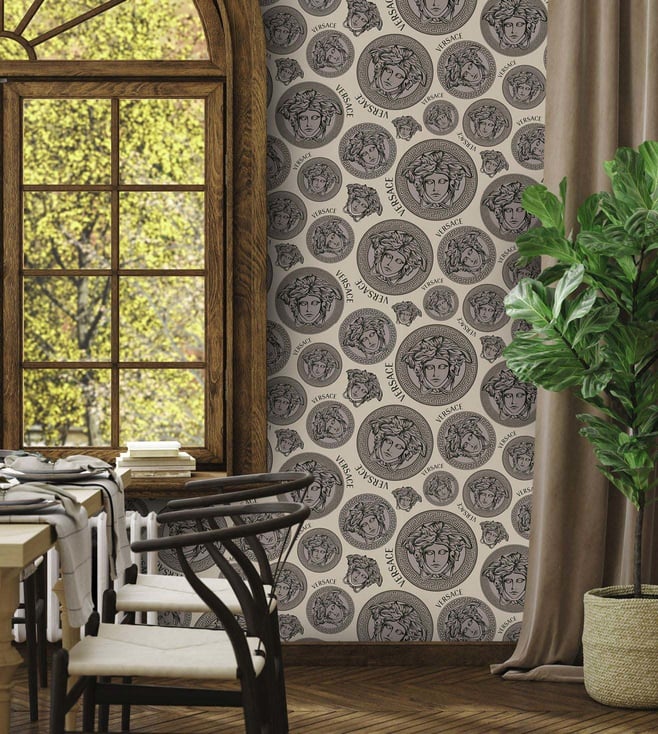 Versace V Grey Vinyl Medusa Amplified Wallpaper