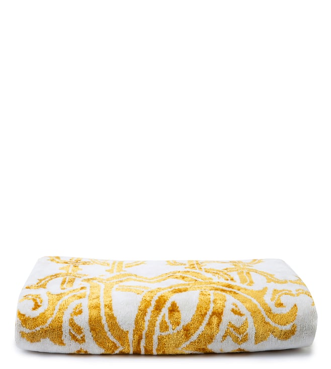 Gray and yellow paisley bath online towels