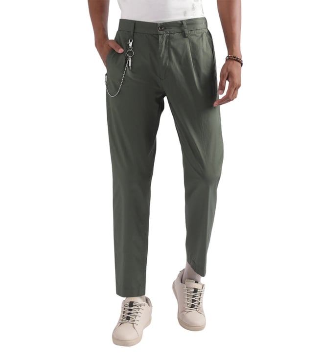 Buy Ether Men Grey Carrot Fit Solid Cropped Chinos  Trousers for Men  10627260  Myntra