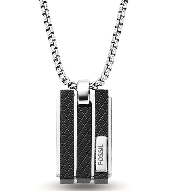 Fossil Jewellery Fossil Mens Dress Silver Strap Black Pendant - Jewellery  from Faith Jewellers UK