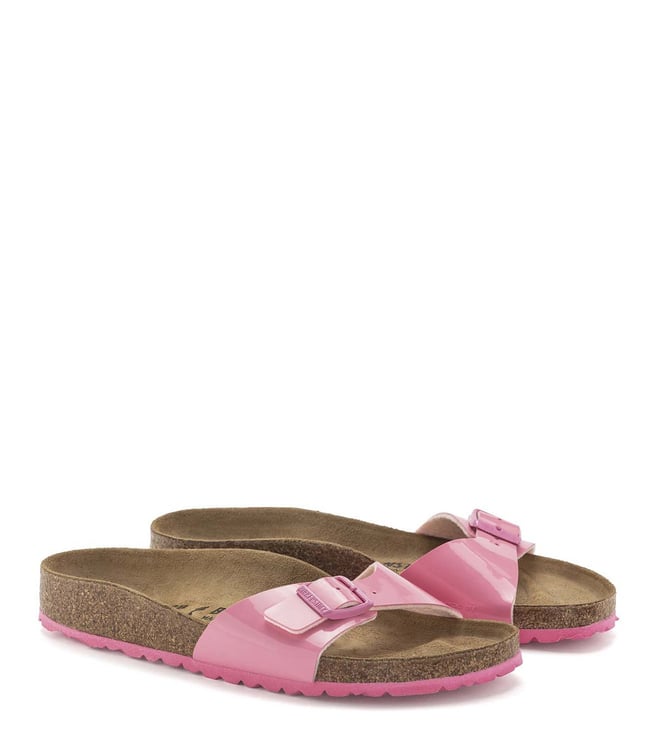Mediaan Portugees pakket Buy Birkenstock Madrid Patent Candy Pink Slide Sandals for Women Online @  Tata CLiQ Luxury