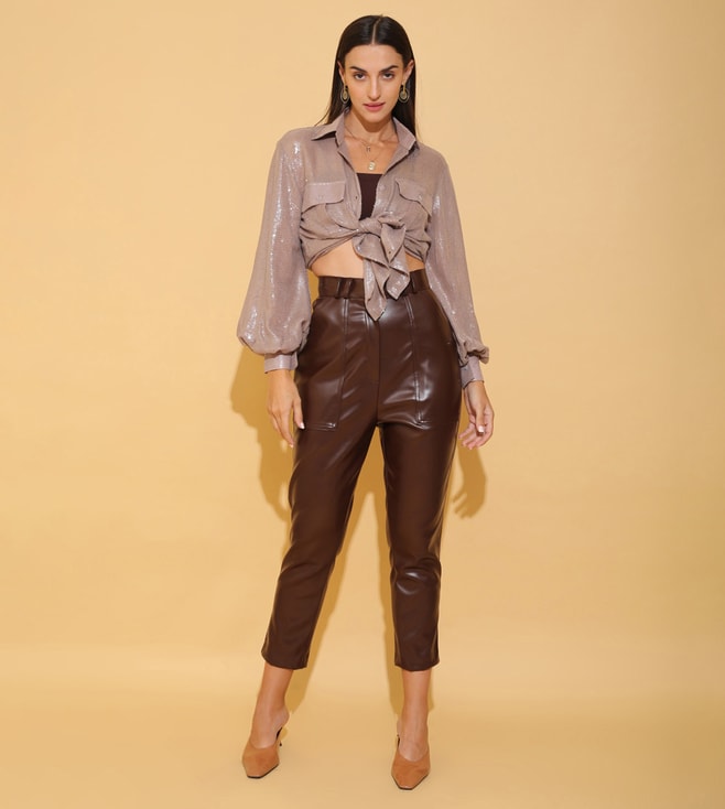 28 Elegant Brown Leather Pants Outfits - Styleoholic
