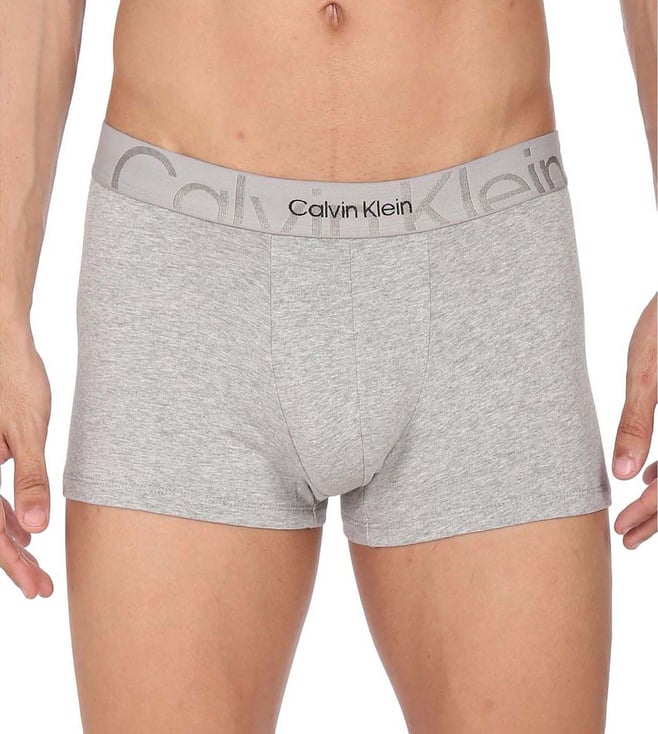 Buy Calvin Klein Grey Logo Regular Fit Trunks for Men Online