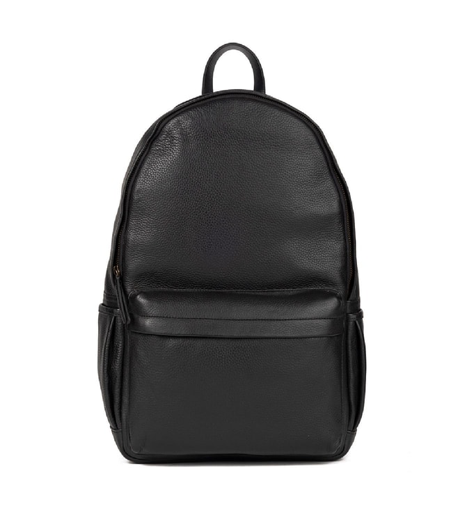 Black Leather Backpack – White Noise - Leather Bags NZ