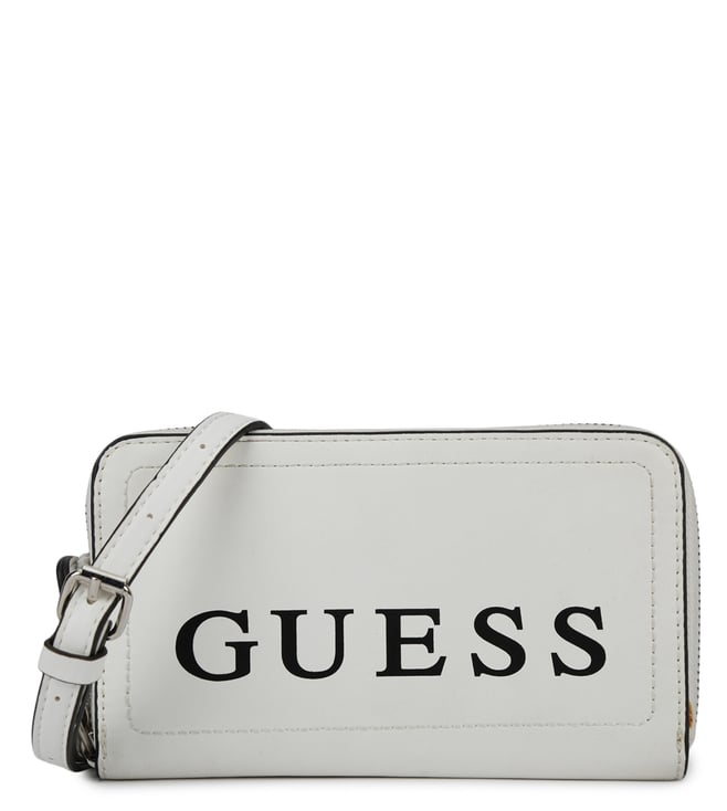 Buy GUESS White Womens Zip Closure Tote Handbag | Shoppers Stop