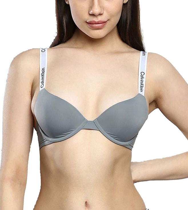 Buy Calvin Klein Underwear Grey Logo Regular Fit Bra for Women