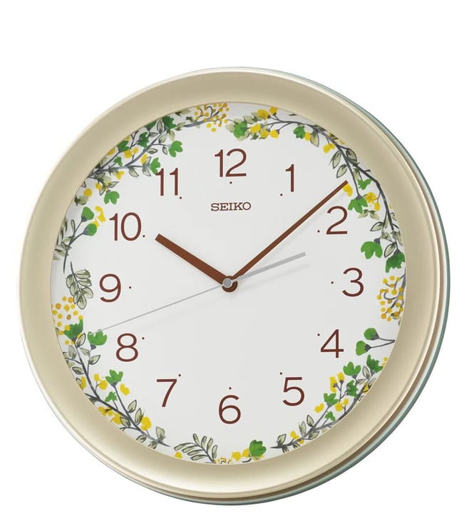 Buy Seiko Metallic Gold Medium Flower Print Dial Wall Clock Online