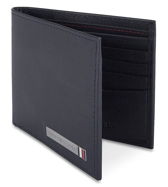 Buy TOMMY HILFIGER Navy Marc Leather Small Bi-Fold Wallet for Men ...