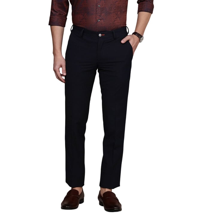 Buy Simon Carter London Navy Slim Fit Striped Flat Front Trousers for Men  Online  Tata CLiQ Luxury
