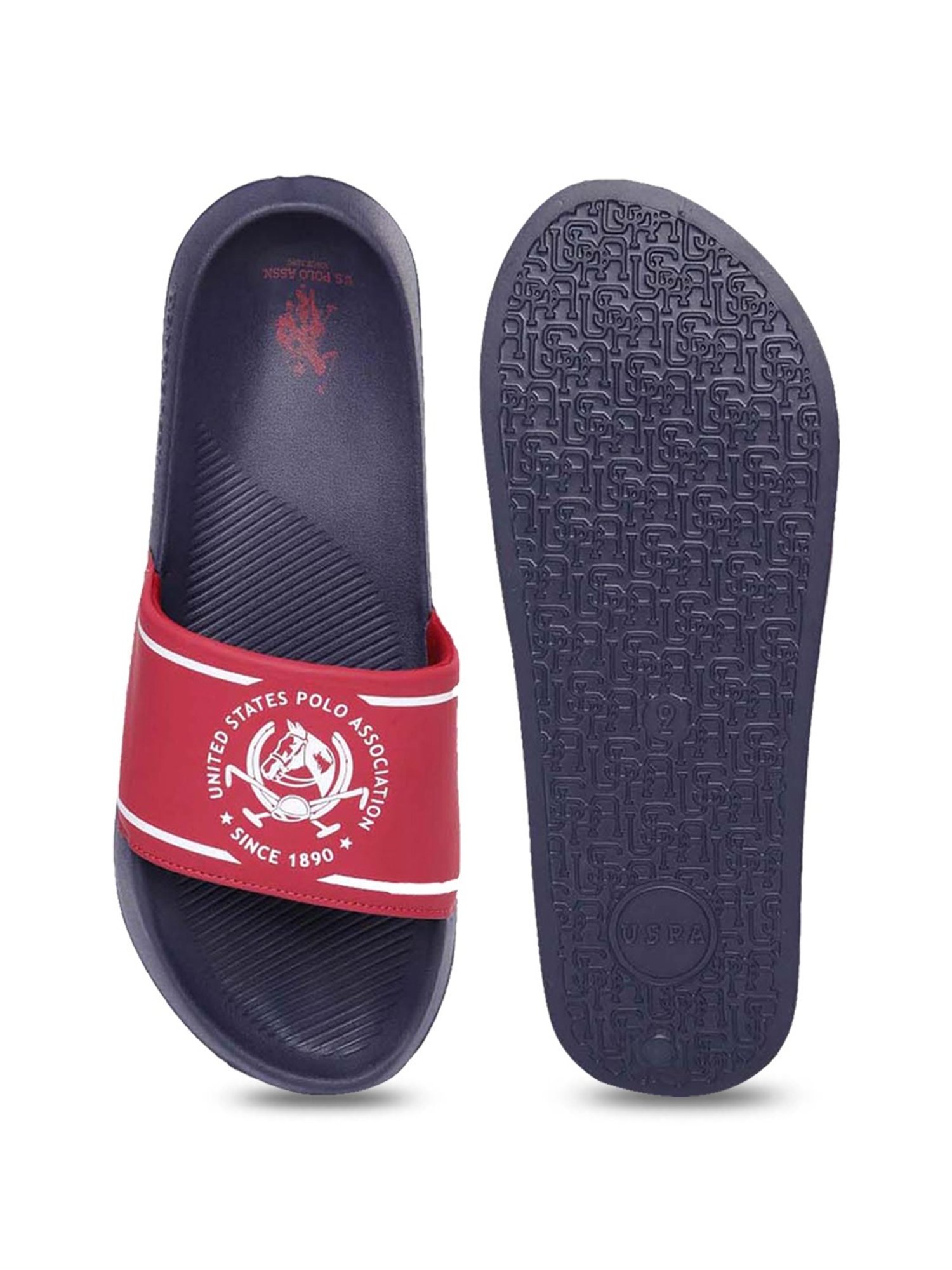 Red polo best sale slides mens