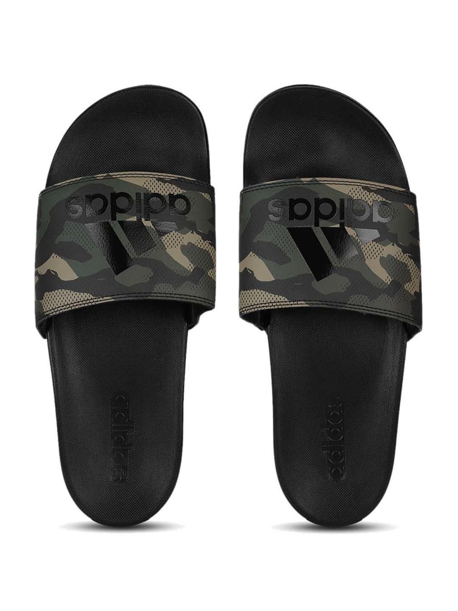 Olive green best sale adidas slides