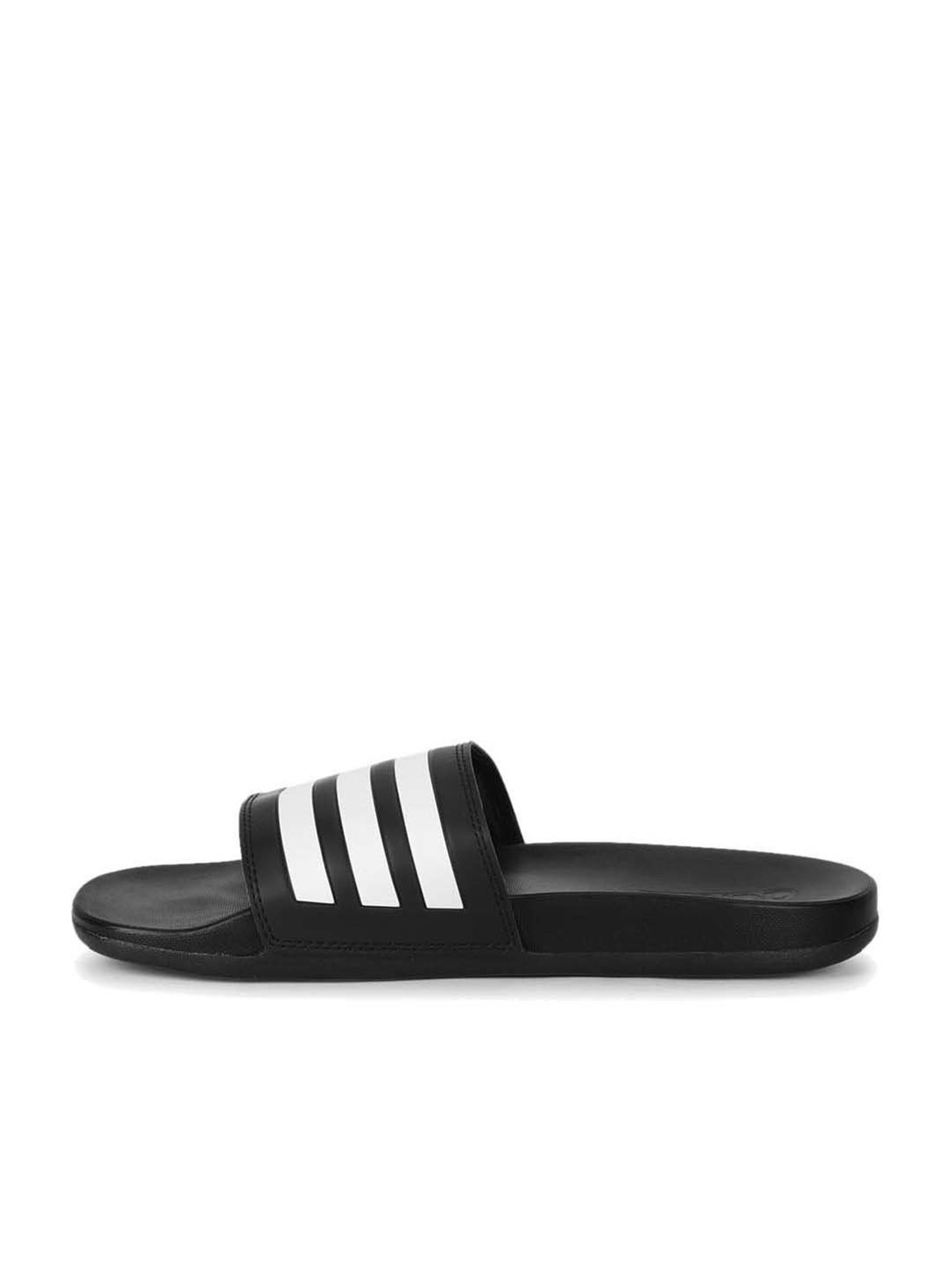 Adidas black & best sale white adilette slide sandals