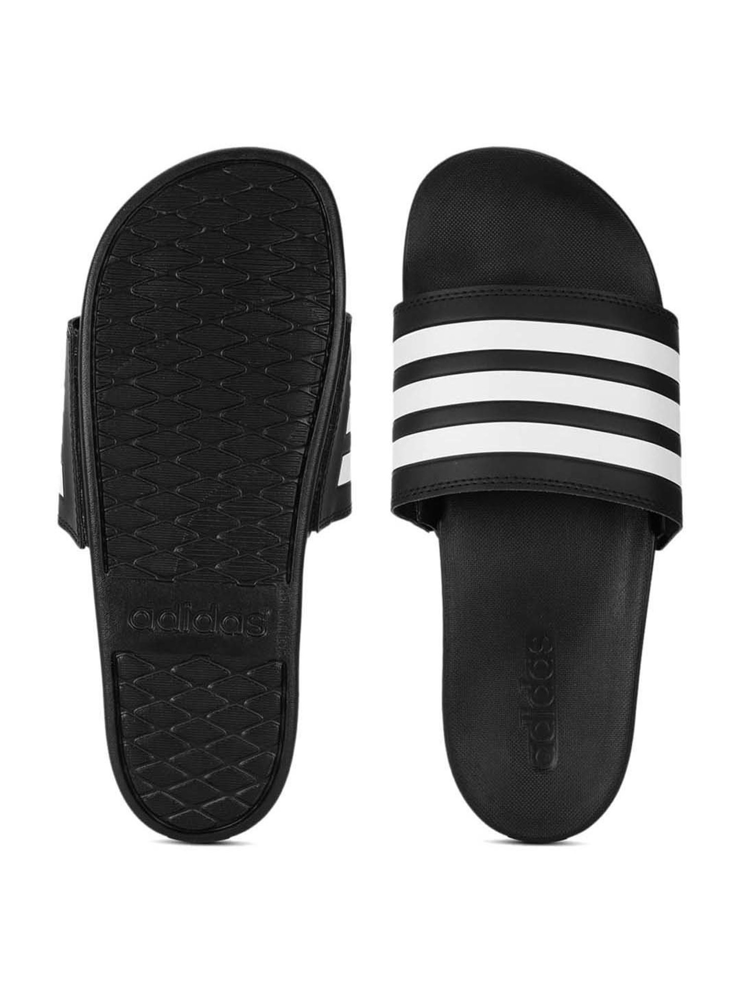 adidas flip flops black and white