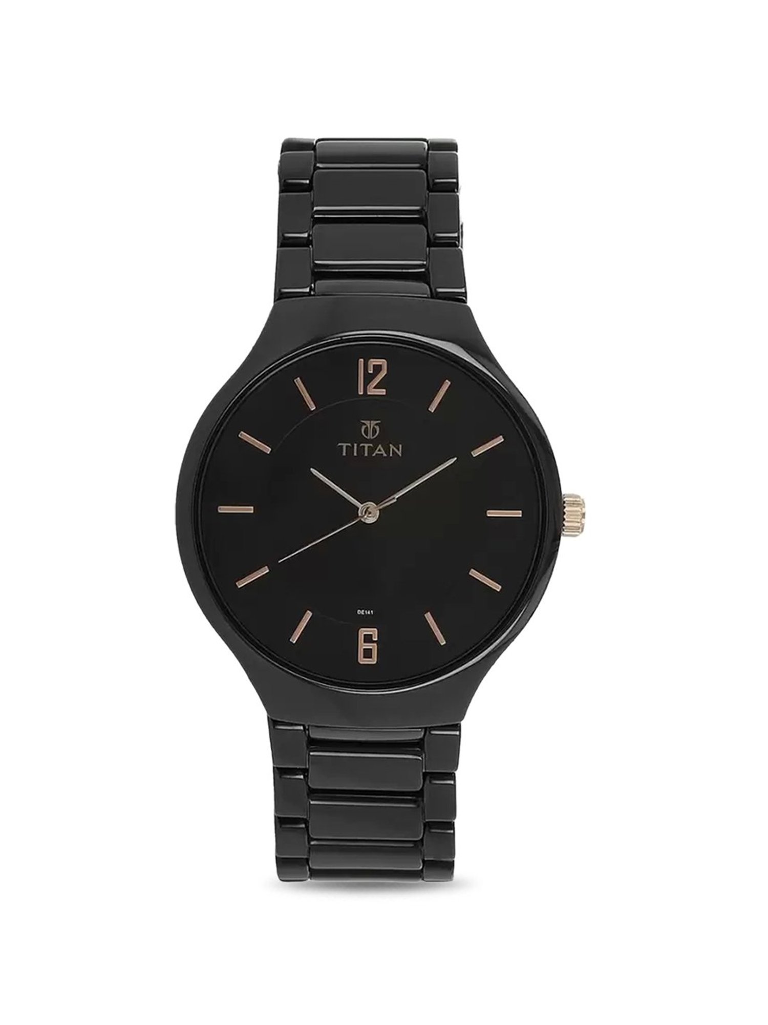 Titan black dial online analog watch for men