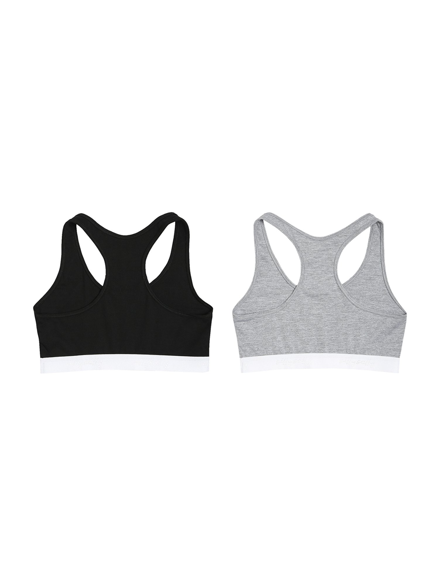 Buy Sillysally Kids Solid Black & Grey Bra (Pack Of 2) for Girls