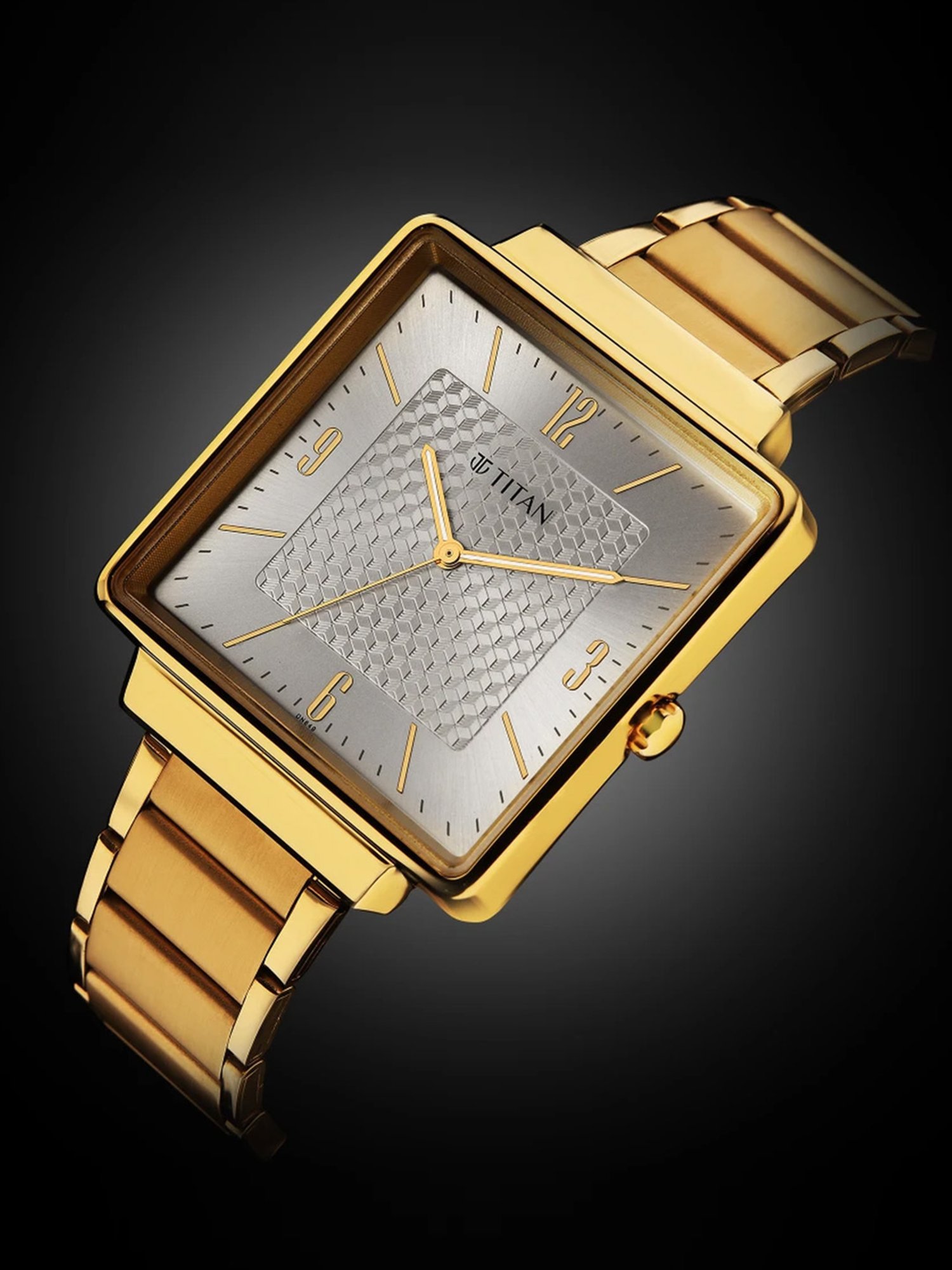 Titan square hot sale gold watch