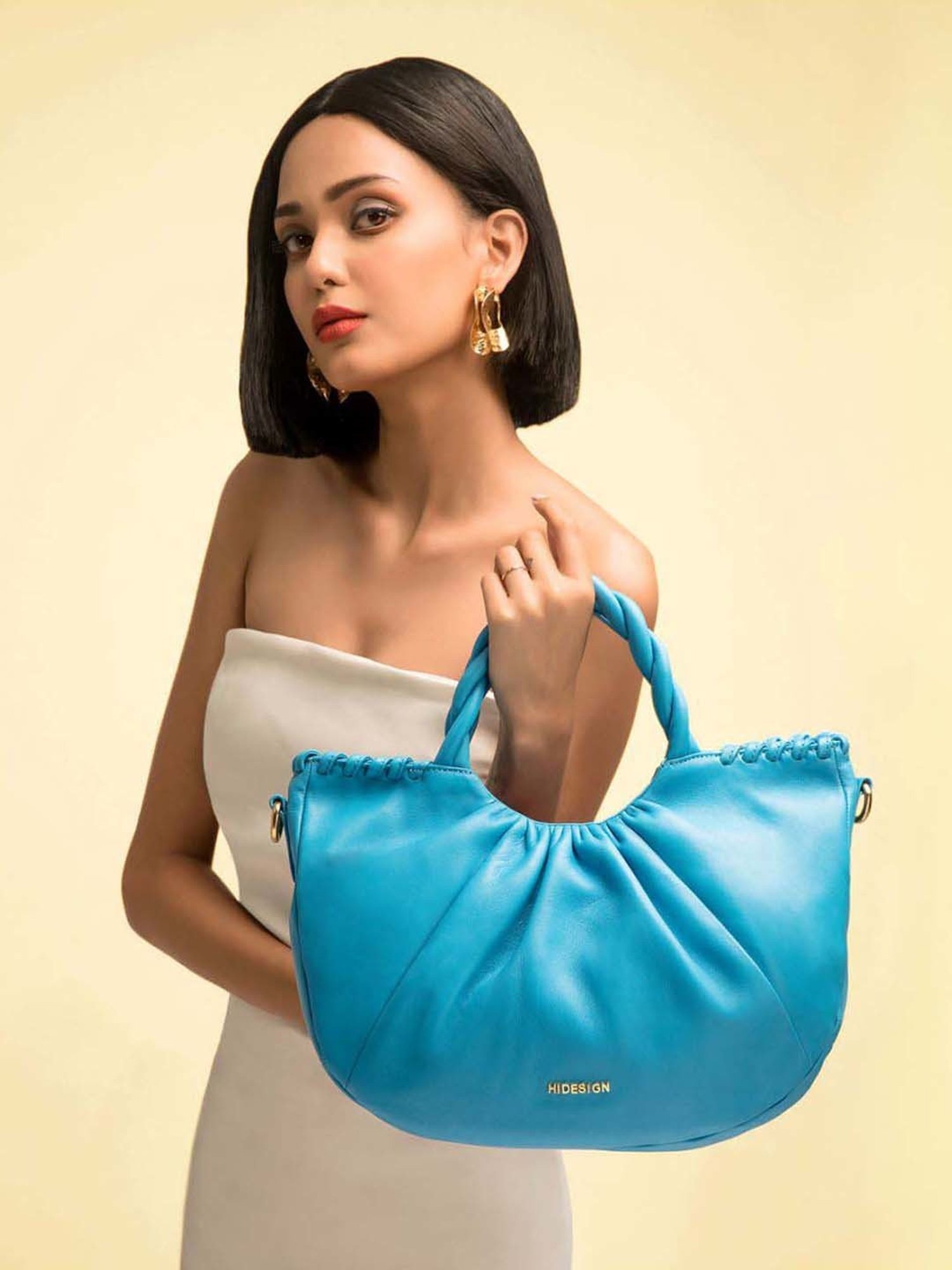 Hidesign Cerys Leather Multi-Compartment Shoulder Bag Blue – Designer Online