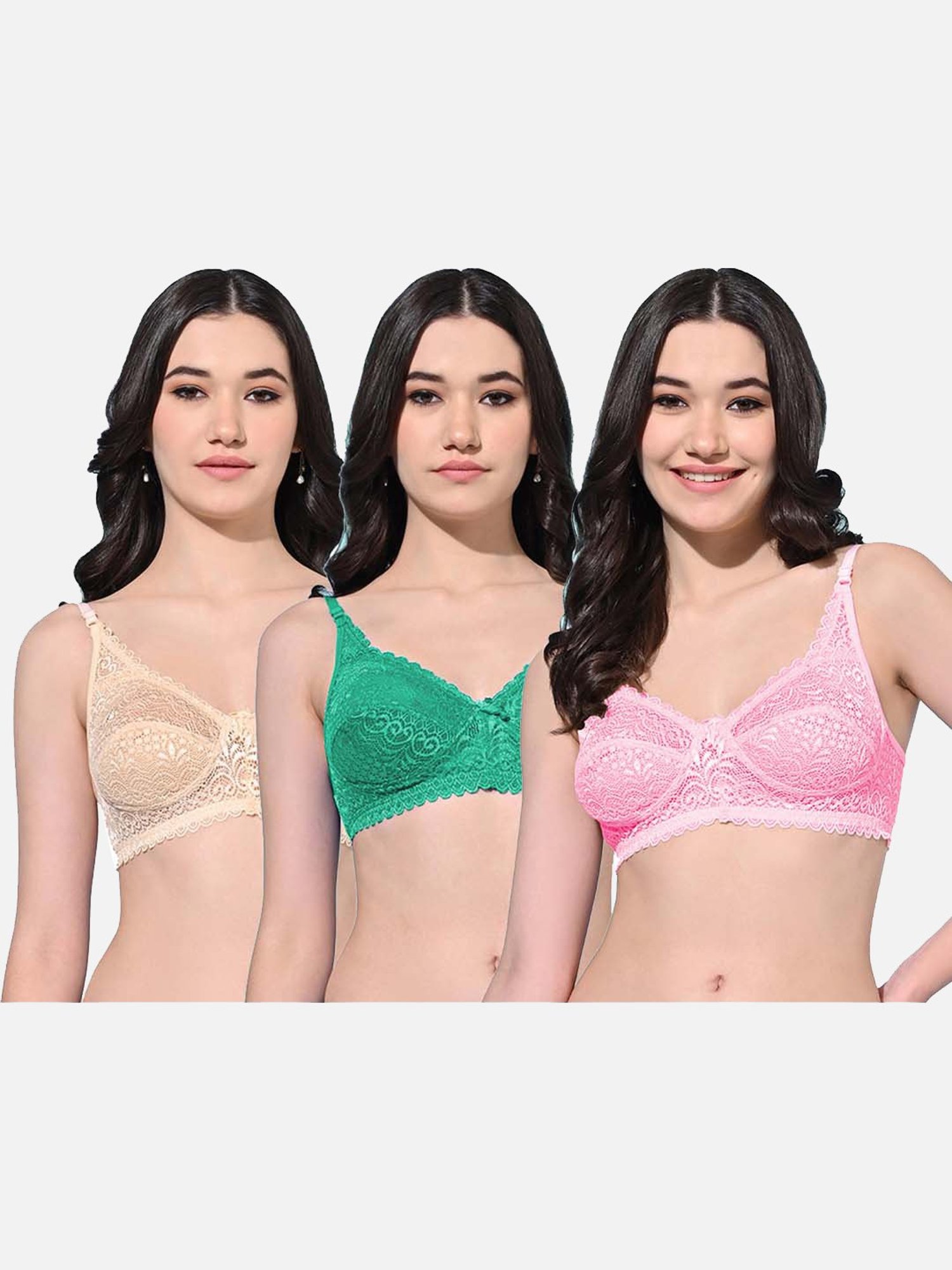 FIMS - Fashion Is My Style Women Cotton Bra Panty Set Pack Of 3 Combo.