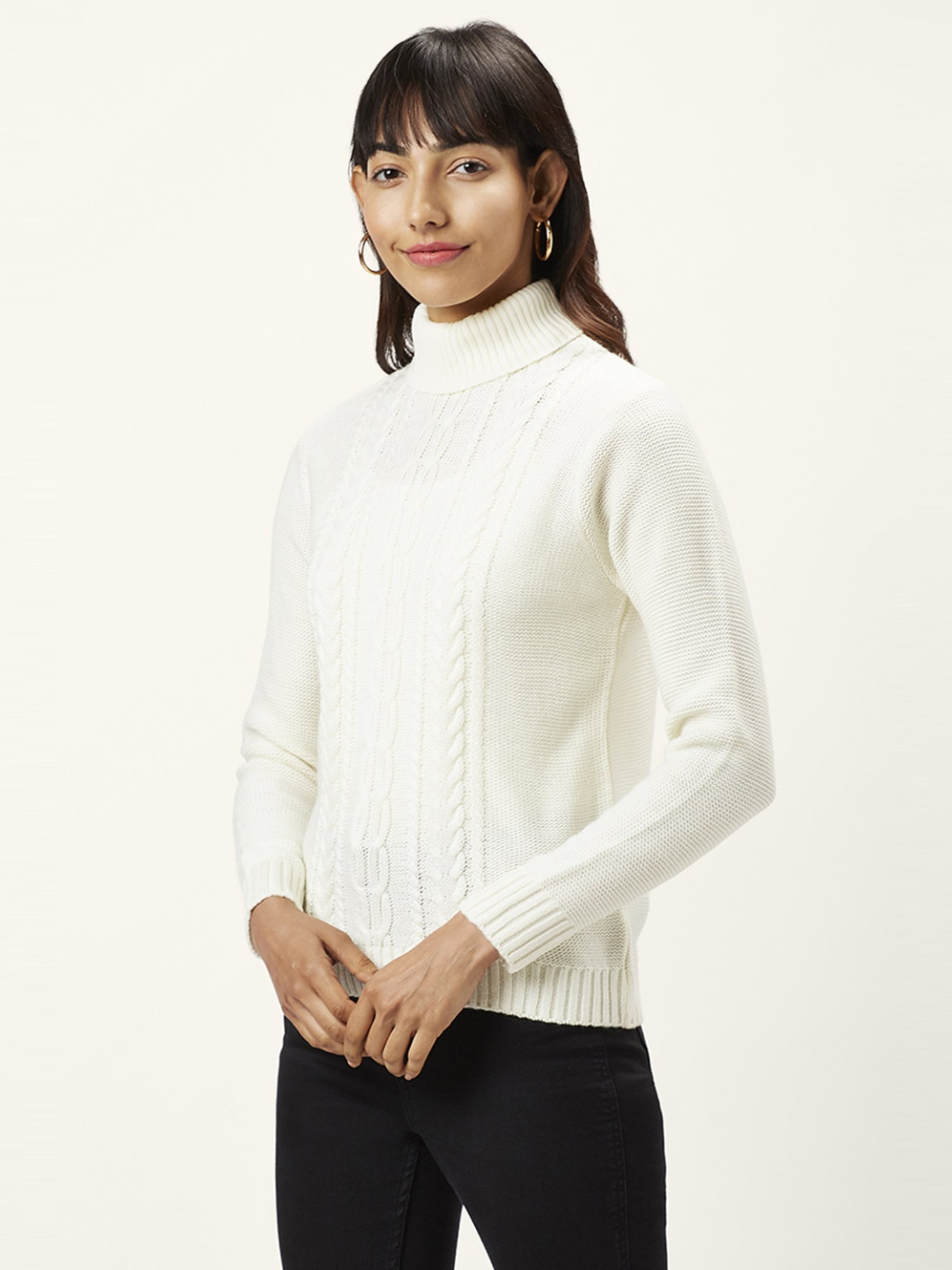 Buy People by Pantaloons Pink Self Pattern Sweater for Women Online @ Tata  CLiQ