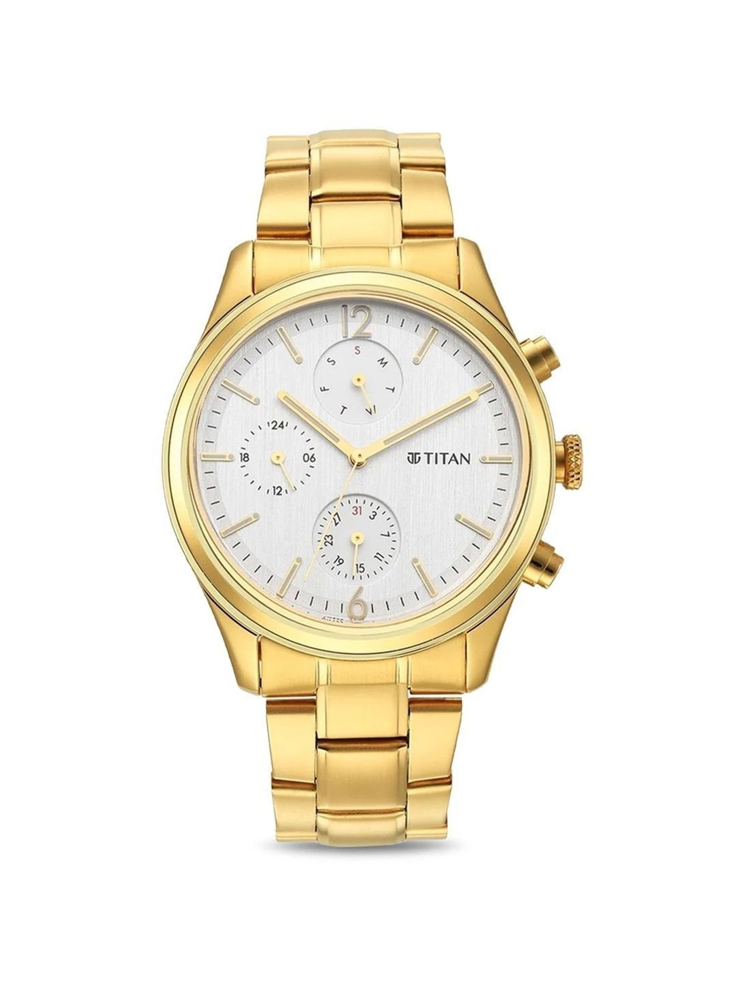 Titan slim watch discount golden