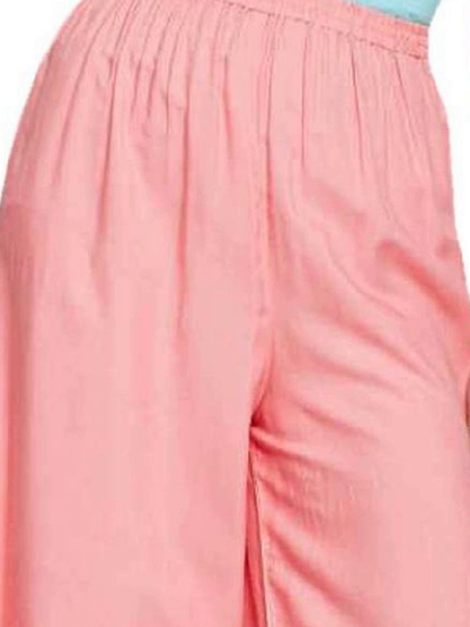 PATRORNA Baby Pink Loose Fit Mid Rise Palazzos