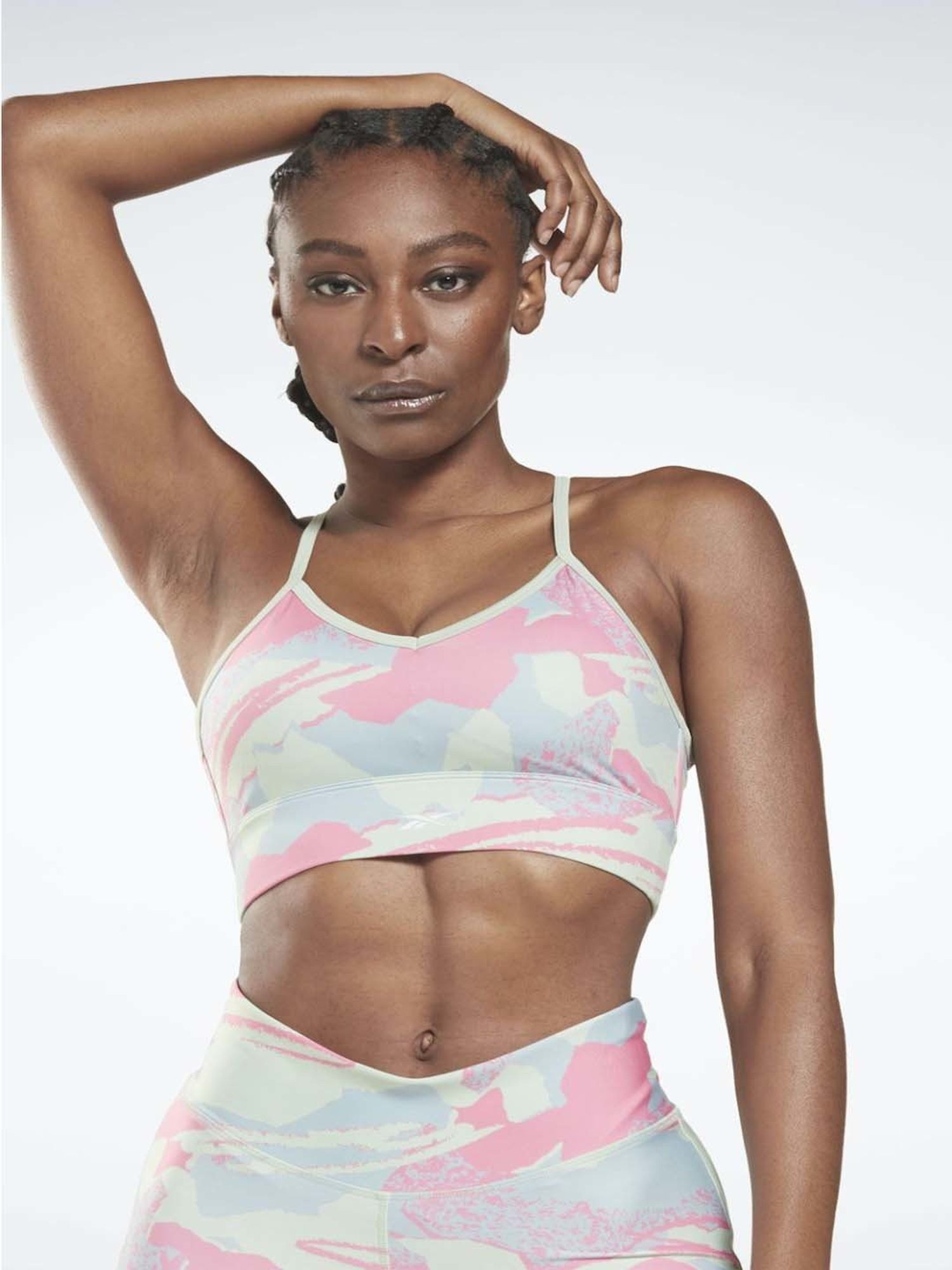 Reebok Blue Cotton Logo Print Sports Bra