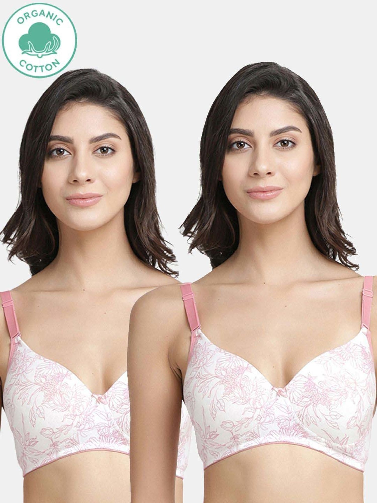 Inner Sense White Printed Cotton Everyday Bra - Pack Of 2