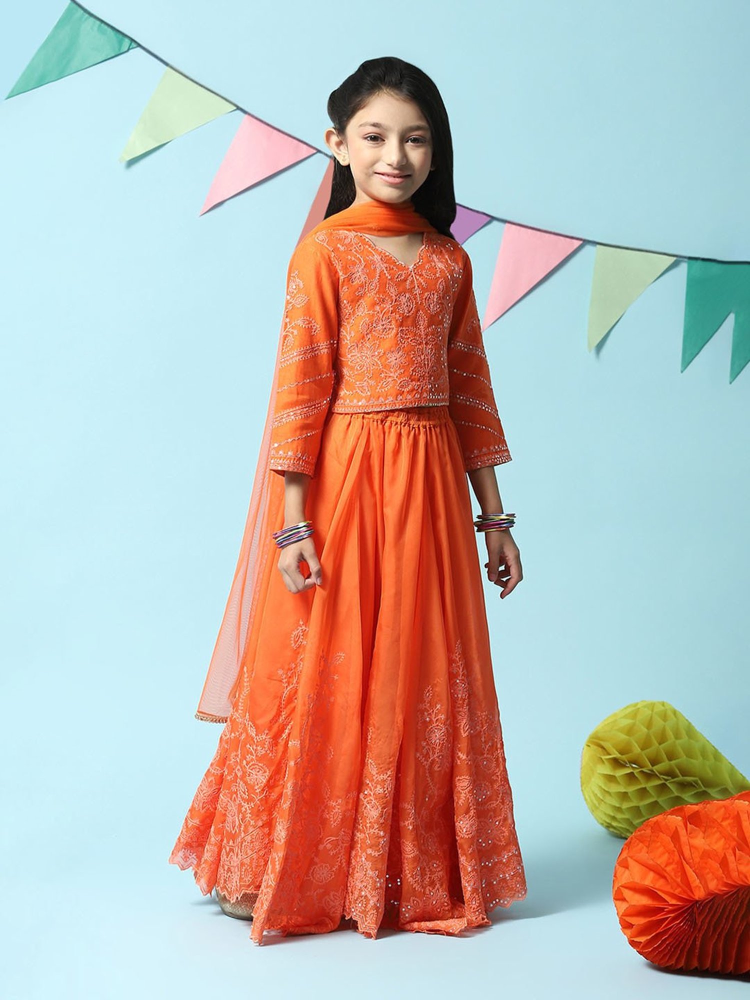 Buy Orange Lehenga Choli With Dupatta,designer Girls Lehenga Choli  Readymade Ethnic Wear Kids Lehenga, Festive Wear Online in India - Etsy