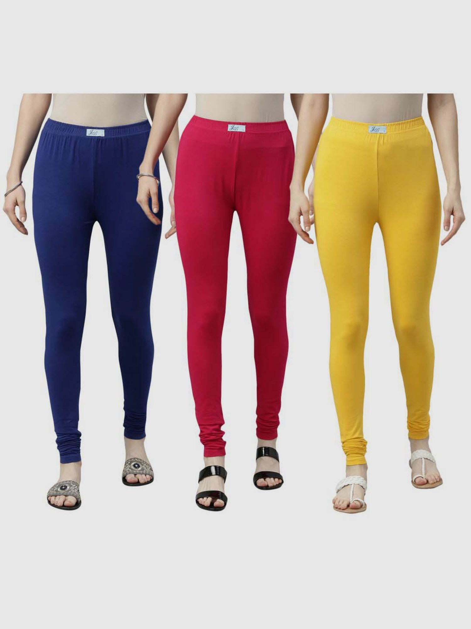 Buy Online Jio Women's Leggings (Pack of 3 Multi Colour) at